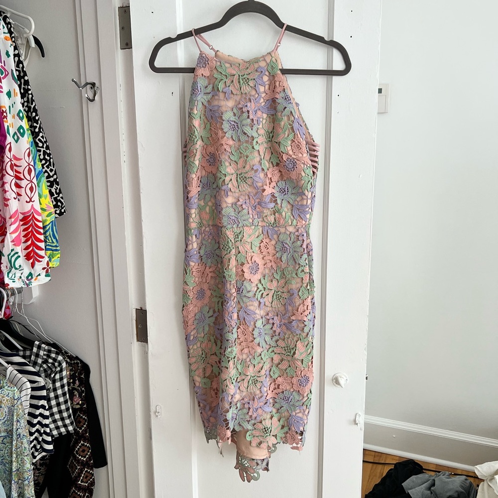 Woven Lace Dress Multi Pink